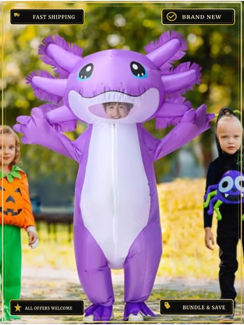Kids Inflatable Axolotl Costume Blow-Up Suit Halloween Party School Event